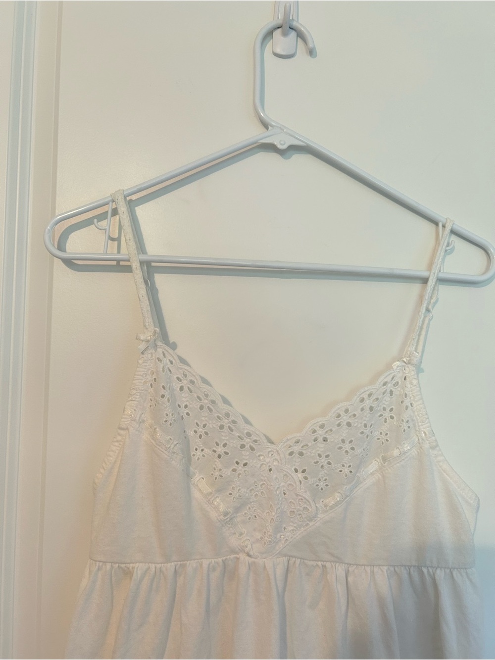 White Eyelet Lace Trim Cotton Camisole Top by VS